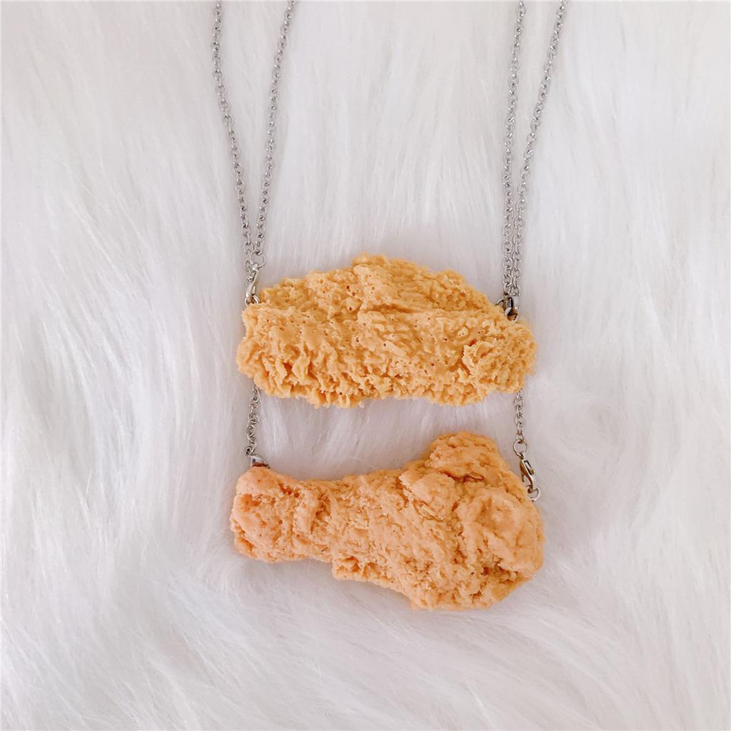 Simulation Fried Chicken Pendant Necklace Lovely Funny Realistic Food Jewelry