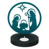 Nativity Scene Holy Family Jesus Birth Decorative Tea Light Candle Holder (Wooden Green)| Christmas Decoration Items for Home Office