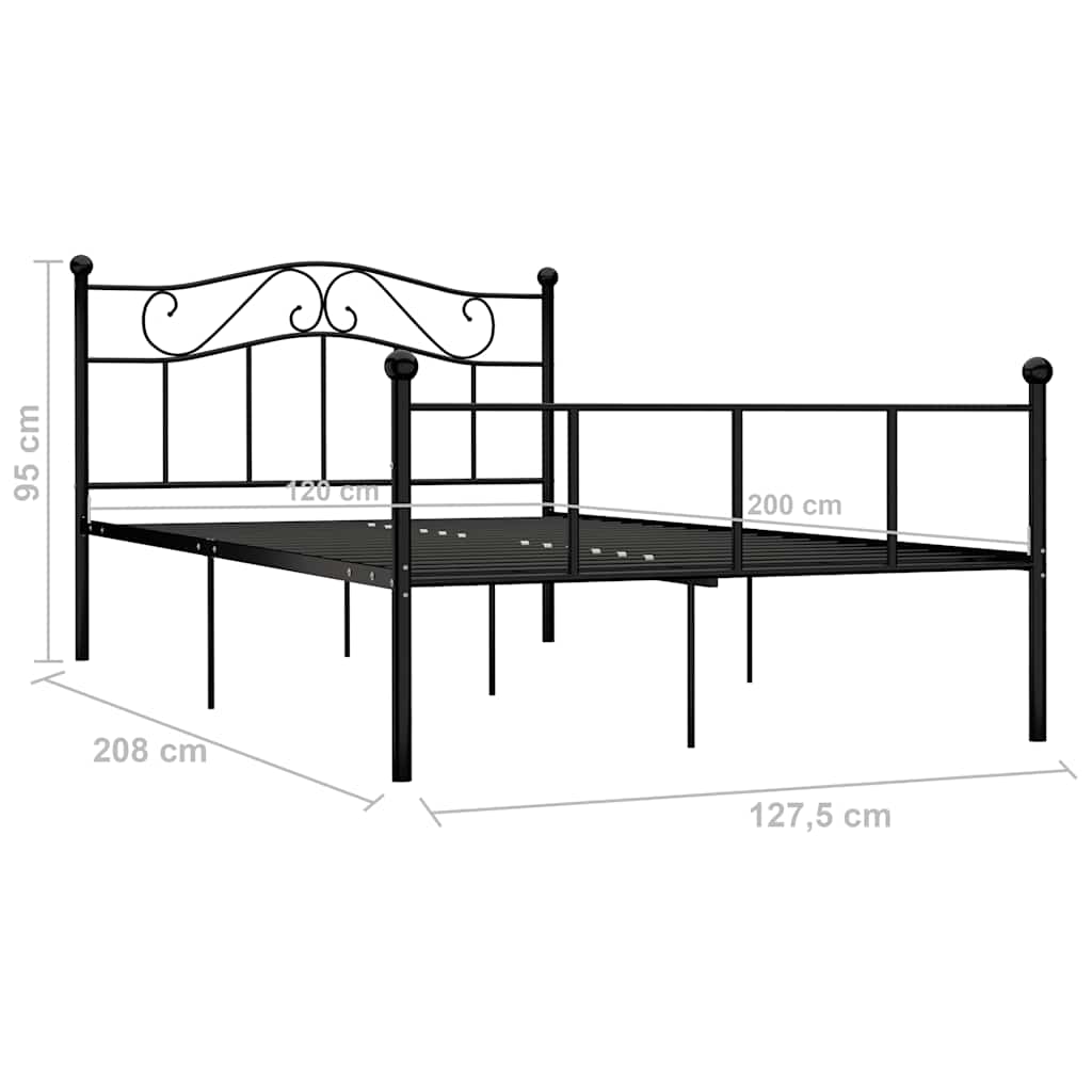 Black Metal Bed Frame 120 X 200 Cm