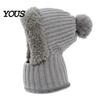 Full Face Coverage Mask for Winter Windproof Balaclava, Knitted Ski Hat, Fleece Lined Knit Hat with Cold Weather Headgear Commuting Pompom, Cozy Neck
