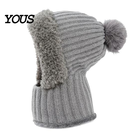 Full Face Coverage Mask for Winter Windproof Balaclava, Knitted Ski Hat, Fleece Lined Knit Hat with Cold Weather Headgear Commuting Pompom, Cozy Neck