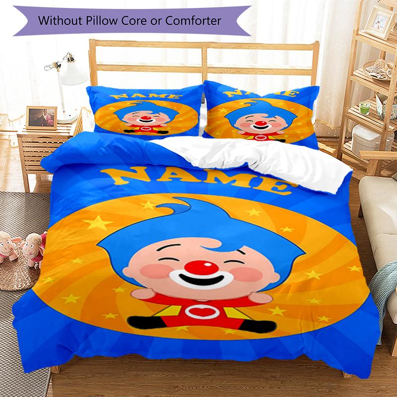 Set de lenjerie de pat Plim Plim cu Nume Personalizat 3 buc. Închidere cu fermoar pentru husa pilotei Include 1 husă de pilotă și 2 fețe de pernă, Moale și Confortabil pentru Toate Anotimpurile.