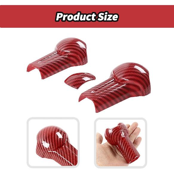 JeCar Red Carbon Fiber Gear Shift Knob Cover Trim for Ford Mustang 2015-2023 Interior Accessories