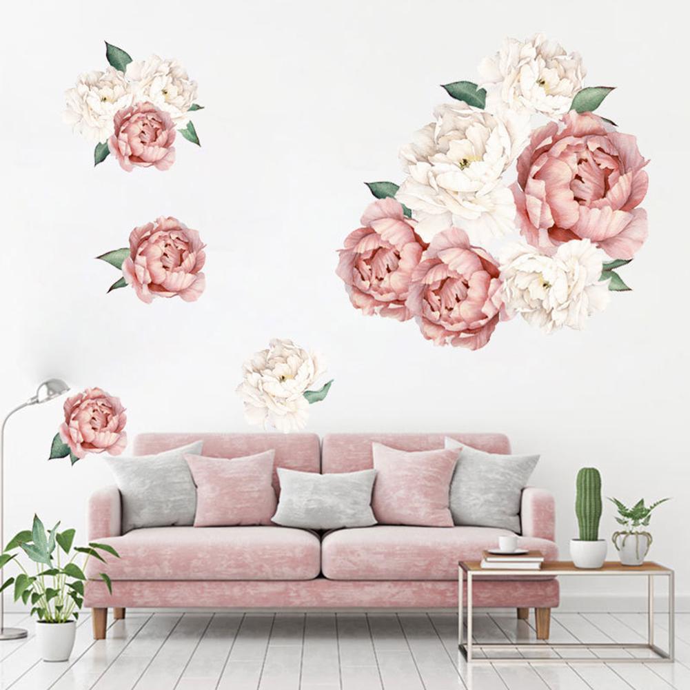 Peony Flower Home Wall Sticker Living Room Background Decal Mural DIY Decoration