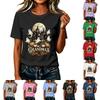Damen Casual T-Shirt mit kurzen Ärmeln und Buchstabenaufdruck für den Alltag