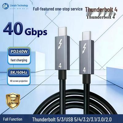 Thunderbolt 4 Dual Type-C Cable: PD240W Fast Charging, 40Gbps Data, 8K Display Support, USB4