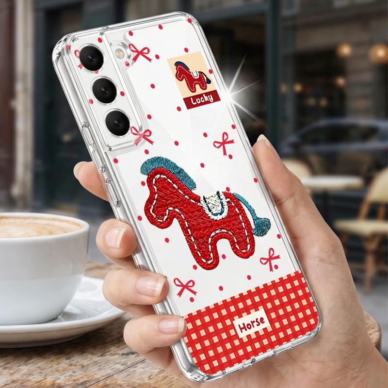 Vintage Lucky Golden Horse Case For Samsung S26 S25 Ultra S24 Plus S22 S23 S21 FE A54 A15 A35 A55 A16 A36 A56 A17 A37 A57 5G Clear TPU Soft Cover