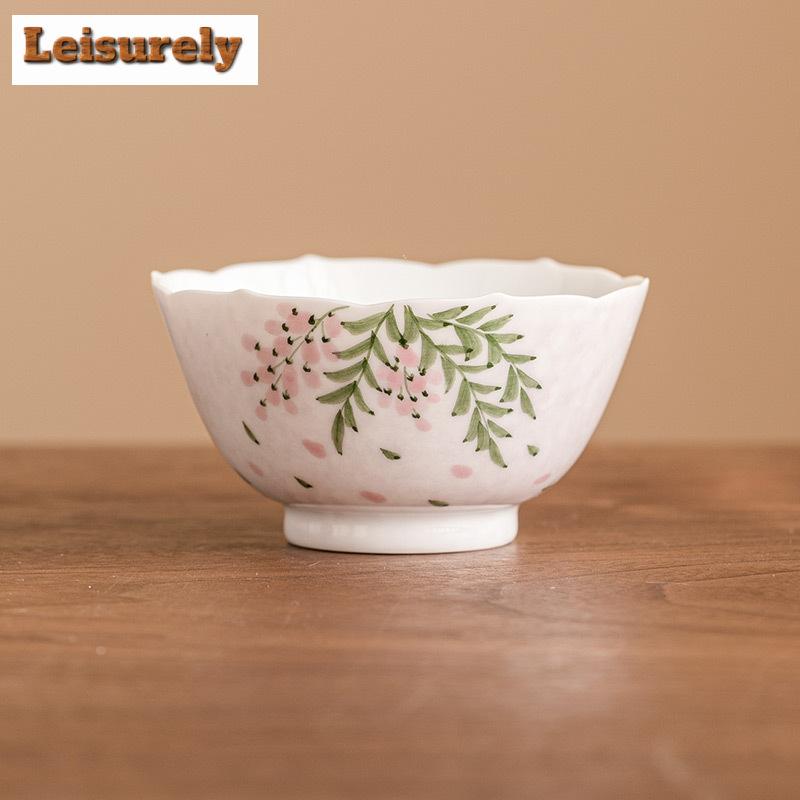 2pc/set Hand Drawn Wisteria Flower Ceramic Tea Cup Small Single Master Cup Ladies' Tea Bowl Meditation Cup Kung Fu Teaware 60ml