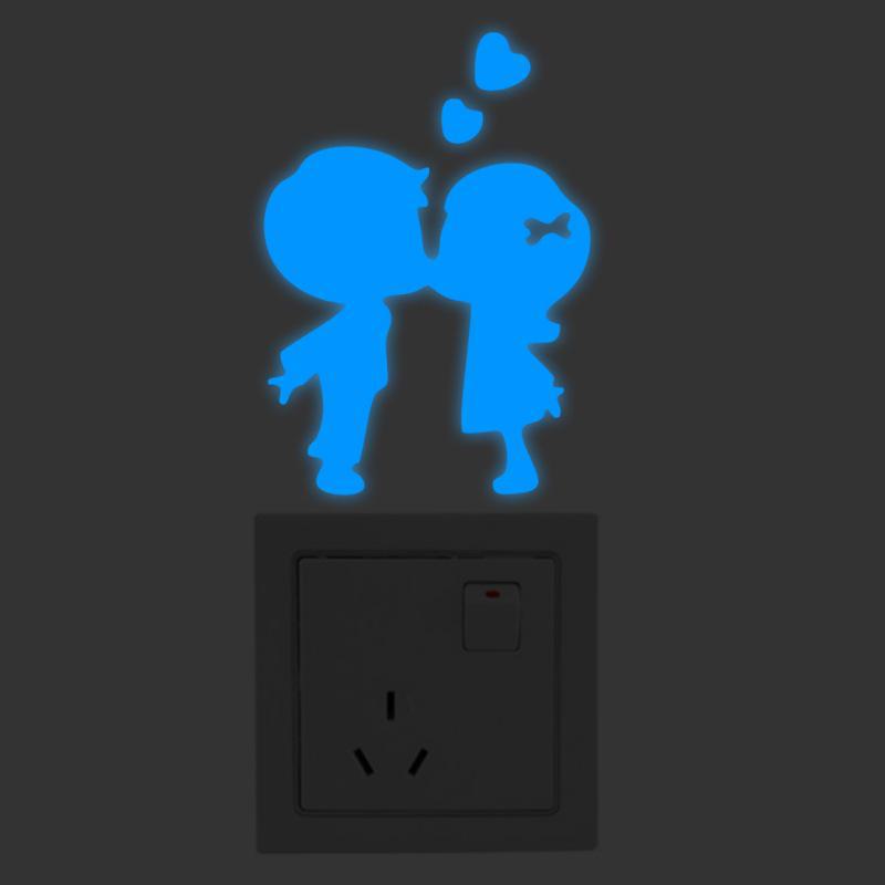 Luminous Five-Pointed Star Wall Stickers for Bedroom and Living Room, Creative Fluorescent Switch Animal Decals.