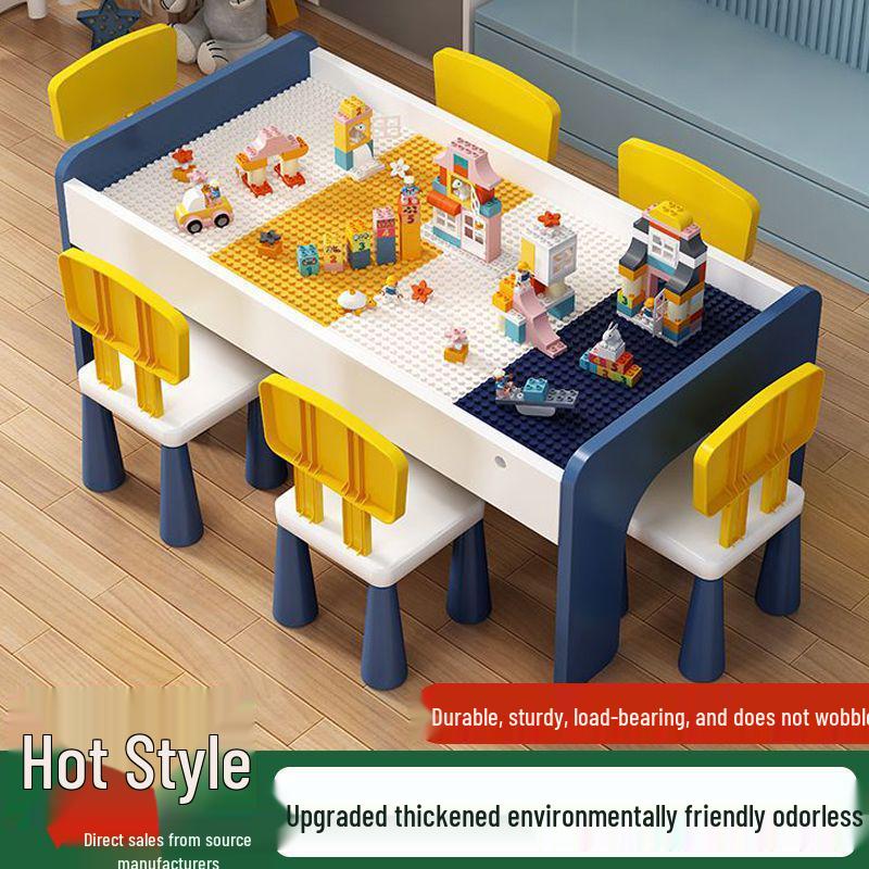 Children's Multifunctional Toy Table with Large Building Blocks