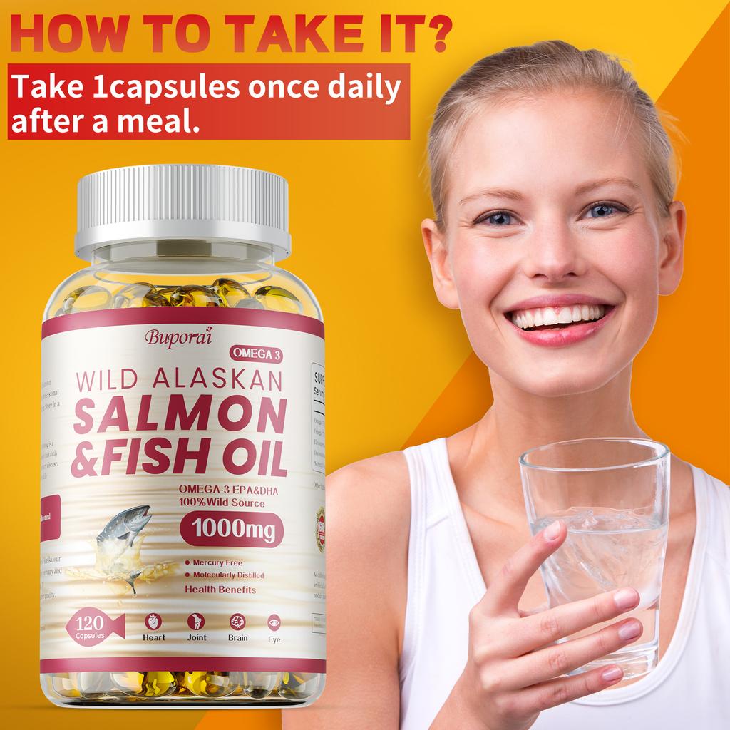 Wild Alaska Salmon & Fish Oil - Omega-3 EPA, DHA - Heart, Brain and Joint Health