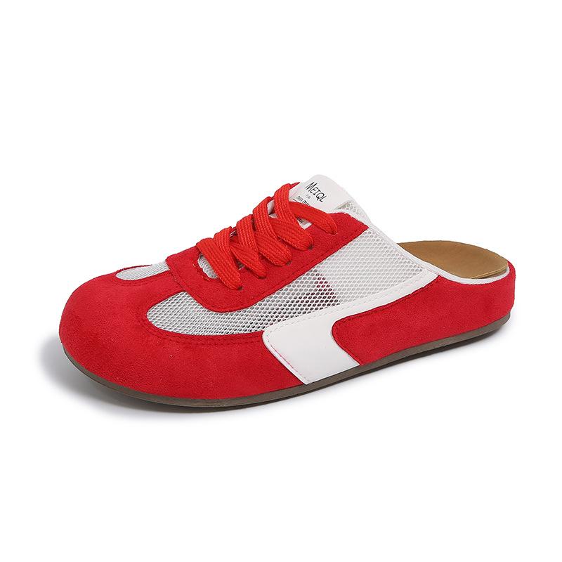 Summer Women Casual Flats Shoes Footbed Comfortable Slip On Mules Mesh House Slippers Ladies Backless Slide Retro Female Loafers