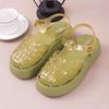 Fashionable PVC Thick Heeled Women's Sandals Hollowed Out Breathable Platform Jelly Falt Soles Solid Colors Sandal