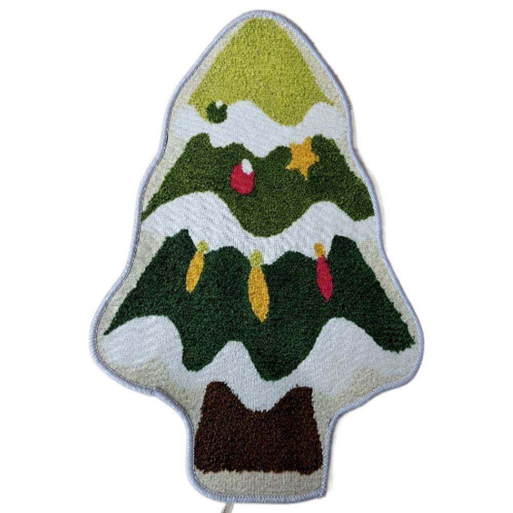 Christmas Tree Shaped Christmas Rug Cartoon Bath Mat Durable Entry Door Mat  Kitchen