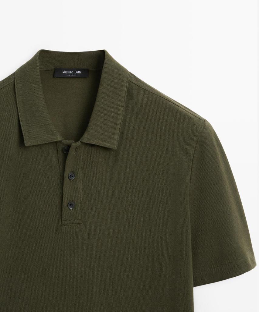 Masimodutti Micro Textured Cotton Blend Polo Shirt