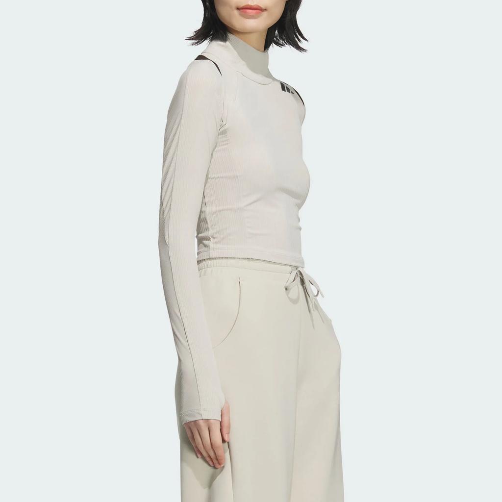 Adidas Future Style Pre Series Comfortable Sports Casual Slim Fit Long Sleeve Raglan T-Shirt Women Tops Light-Sesame Earth-Gray JM2453