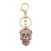 Halloween Skull Keychain Charm, Floral Skull Bag Charm with Alloy Hardware, Lobster Clasp and Round Key Ring for Keys