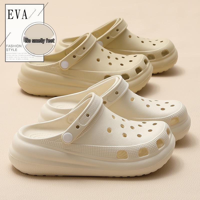 Women's Trendy Non-Slip Odor-Resistant Closed-Toe Summer Crocs with Thick Soles for Casual Outdoor Wear