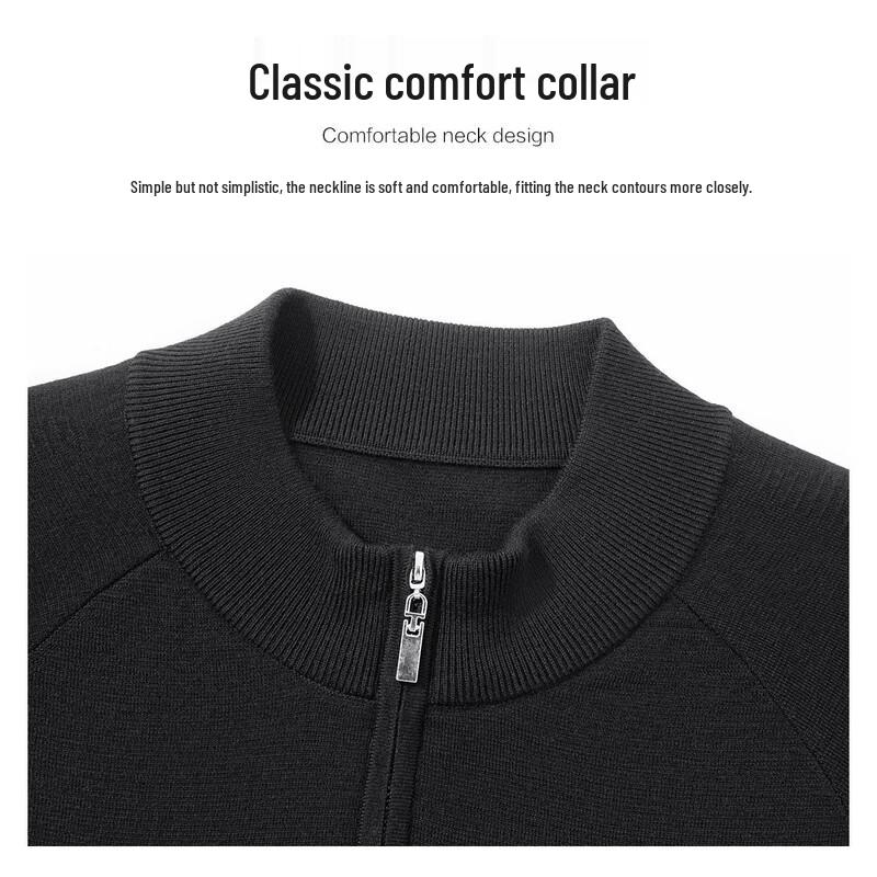 Luozi Men's Winter Thick Half-Zip 100% Wool Sweater