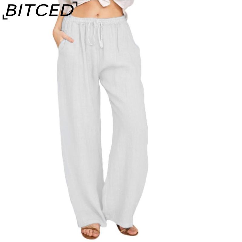 BITCED 10Color Women's Fashion Casual Solid Color Print Pants & Capris