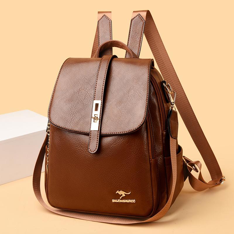 Large capacity leather backpack for women vintage bag school backpacks ladies travel backpack backpacks high-quality bags