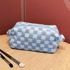 1pc Korean version ins checkerboard makeup bag, large capacity knitted storage bag, portable travel bag, makeup bag, makeup bag