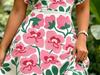 Women's White V Neck Maxi Dress with Floral Print Flare Sleeve Casual Party Dress for Summer