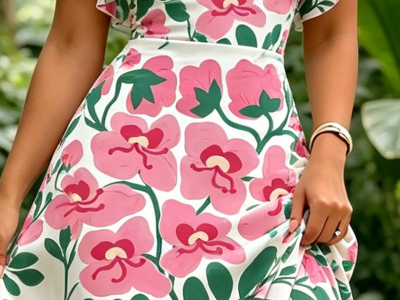 Women's White V Neck Maxi Dress with Floral Print Flare Sleeve Casual Party Dress for Summer