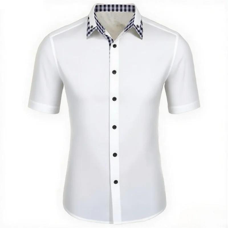 Summer Men Short Sleeve Beach Shirt Men Casual Lapel Fashion Shirt Tops
