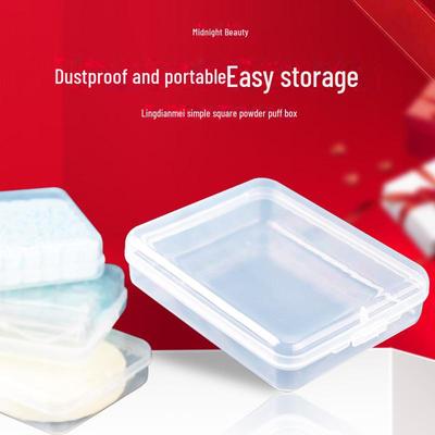 Square Powder Puff & Cosmetic Storage Box, Transparent Portable Organizer for False Eyelashes, Jewelry, and Travel.