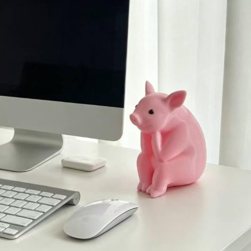 Cute Resin Pink Pig Sitting On Toilet Figurine Adorable Funny Design For Bathroom Bedroom Desktop Home Decor Gift For Pig Lovers