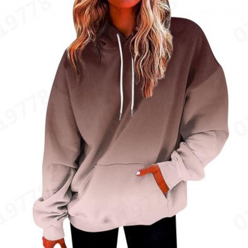 Womens Oversized Hooded Sweatshirt With 3D Print Graphic Loose Fit Long Sleeve Casual Top In Vintage Tie-Dye Style