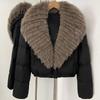 Womens Short Down Coat With Real Fox Fur Collar Lightweight Warm Winter Jacket Urban Commute Casual Wear
