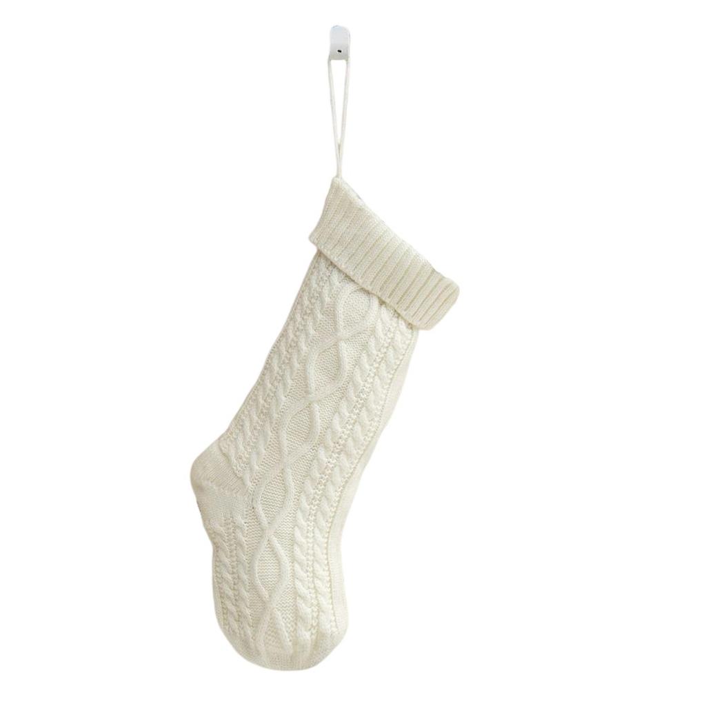 Colorblocked Thick Wool Knitted Christmas Tree Ornaments Pendants Can Be Embroidered Christmas Stockings Gift Bags