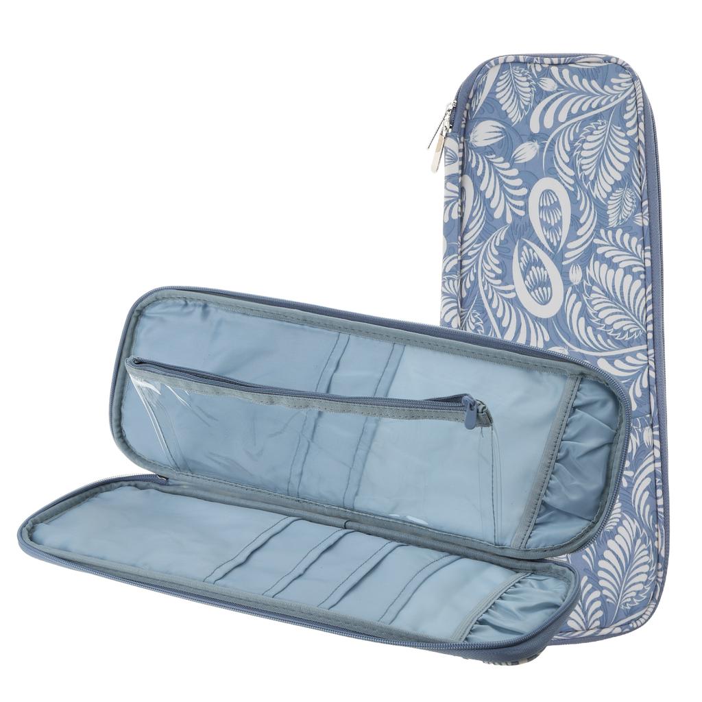 Knitting Needle Case Crochet Hooks Case with Clear Accessories Pocket, Zipper Storage Bag for Knitting Needle up to 15In