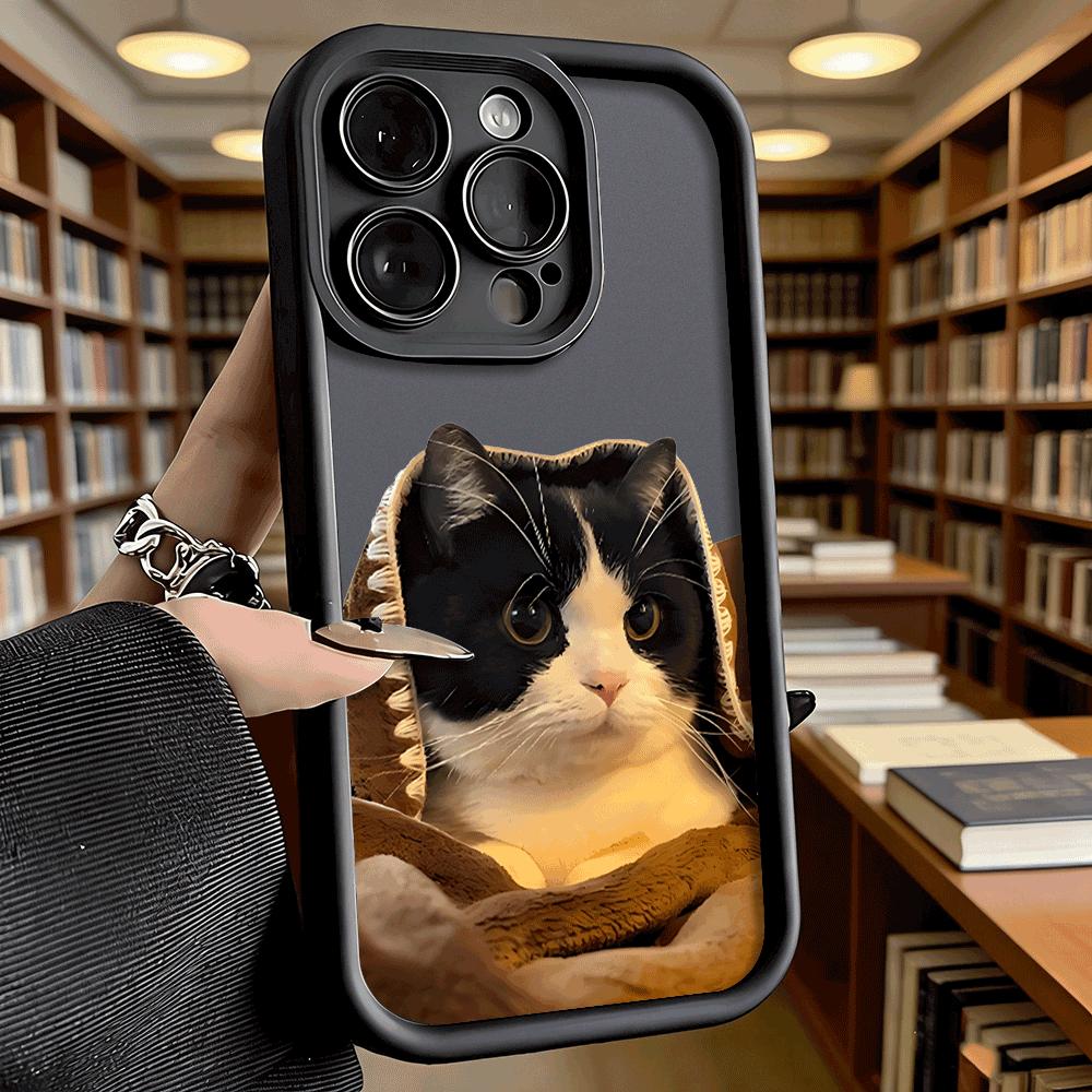 Tuxedo Cat In Brown Blanket Soft TPU Phone Case for iPhone 17 16 15 14 13 12 11 Pro Max Plus Shockproof Anti-Slip Cover