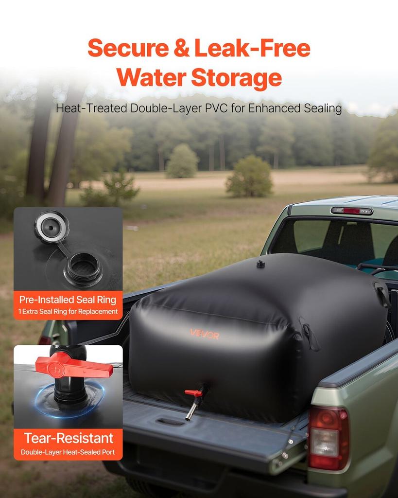 Water Storage Bladder 540L Large Capacity Water Bag, Portable & Collapsible Soft Waters Container, Leakproof & Tear-Resistant PVC Emergency Waters