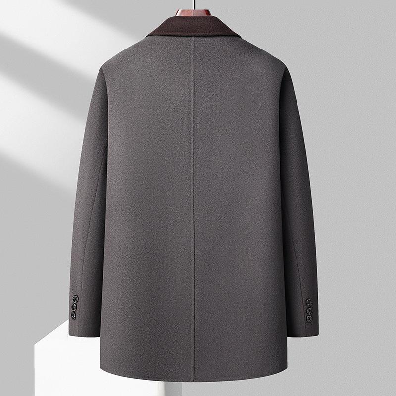 100% Wool Down Removable Lining Double-sided Woolen Coat Autumn and Winter Men's Mid-length Handmade Wool Coat