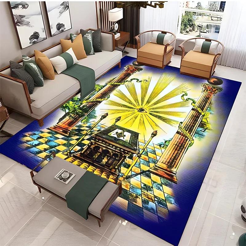 Masonic Illuminati Carpet Living Room Bedroom Sofa Coffee Yoga Rugs Kitchen Door Un-Slip Mats Alfombra Birthday Gift Poster Mat