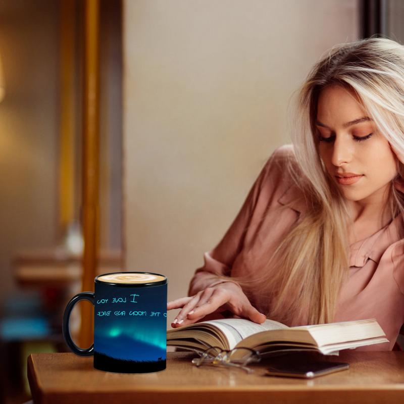 Teplo měnící Reveal Hrnek pro změnu barvy Keramický šálek na kávu Design Northern Lights Cool Coffee Tea Magic Cup Change Color Change Keramický