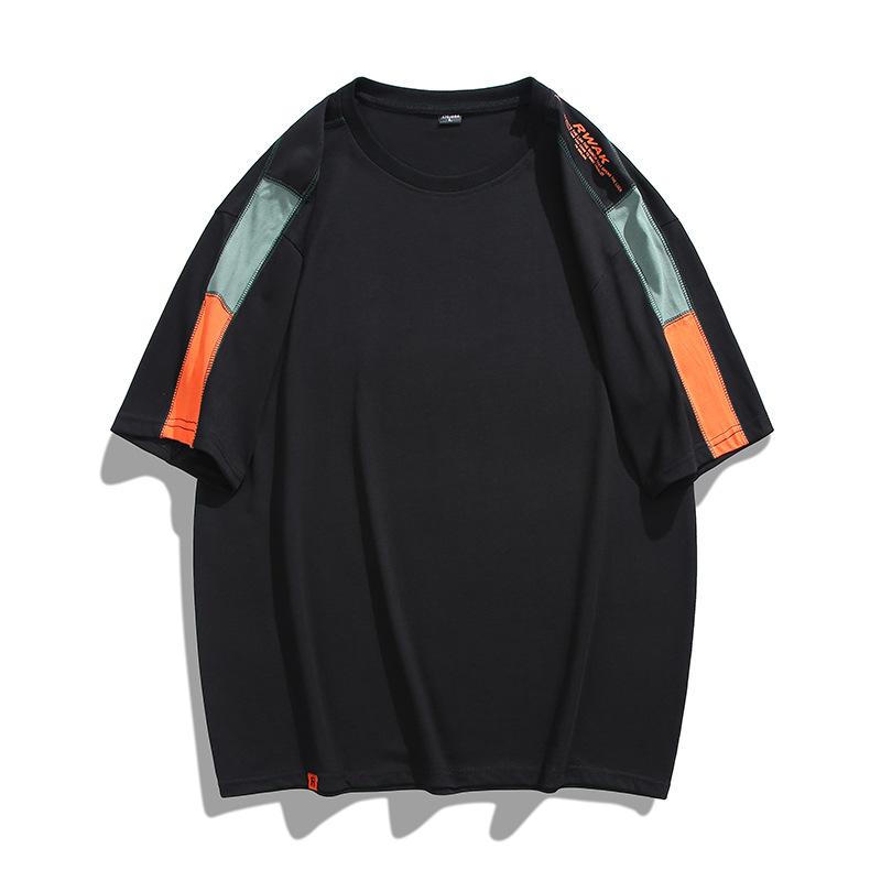 Летняя спортивная футболка с коротким рукавом, мужская повседневная тонкая футболка M чёрный