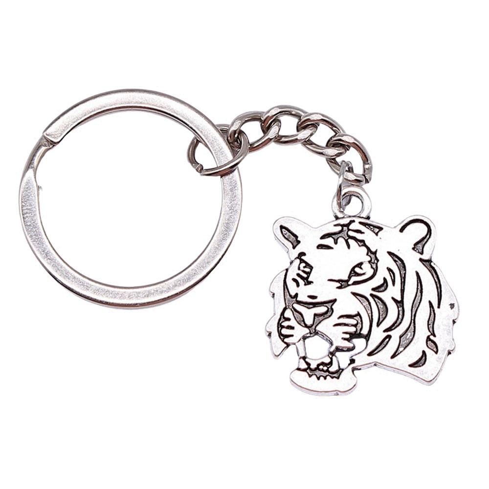 Bear Charm Tiger Keychain Wild Animal Pendants Key Ring 28mm