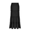 Women's Fashion Color Elastic Waist Skirt Loose Casual High Waist Tie Long Skirt