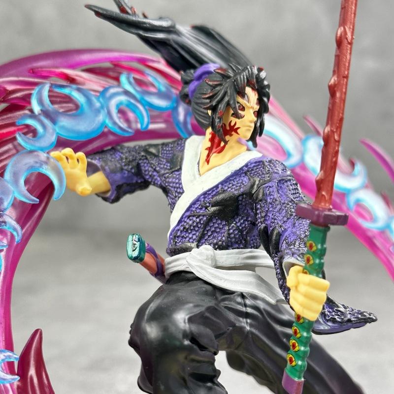 Kimetsu No Yaiba Fierce Battle with Black Death Mou Battle Tsukuni Enichi Luminous Version GK Statue Model Ornament Figure Wholesale