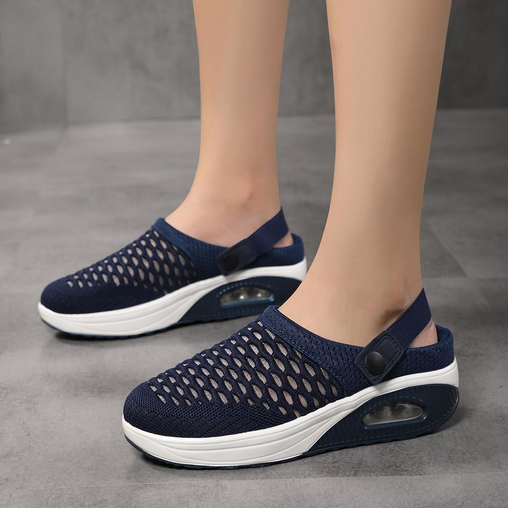 Modische Damen-Wanderschuhe mit Kissen, Slip-On, orthopädische Diabetiker-Damen-Plateau-Pantoletten, Mesh, leichte Slipper, Keilabsatz, Damen-Sneaker