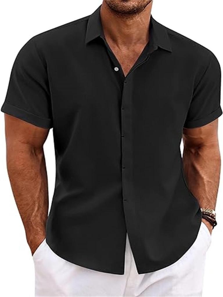 2024 Herren Freizeit Kurzarm Button-Down Strandhemd