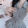 College Style Polo Collar with Chest Pad, Striped Neck Vest, Spring and Summer Waist Strap, Sleeveless Tube Top
