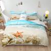 Beach Theme Duvet Cover Set Blue Ocean Bedding Set King Queen For Kids Girls Microfiber Seashell Starfish Print Comforter Cover