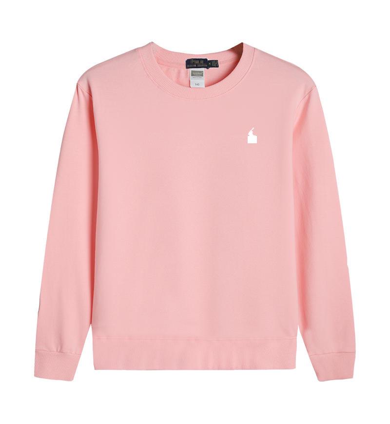 Casual Autumn American Style Pure Cotton Long Sleeve Polo Hoodie with Embroidered Horse Design
