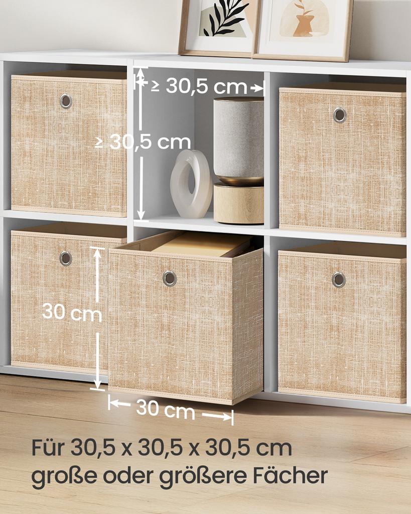 SONGMICS Storage Boxes, Set of 6 Non-Woven Fabric Boxes with Handles, 30 x 30 x 30 cm, Fit Cube Storage Unit, for Shelves, Foldable